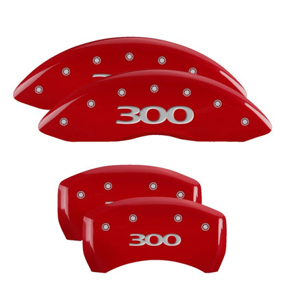 MGP 4 Caliper Covers Engraved Front & Rear 300 Red finish silver ch 32005S300RD 32005S300RD Photo - Primary