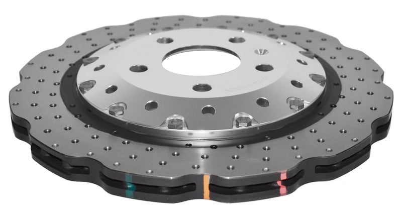 DBA 13-16 Audi RS5 (w/Scalloped edge Iron Discs) Rear 5000 Series Drilled Wavy Rotor w/Silver Hat 52835WSLVXD 52835WSLVXD Photo - out of package