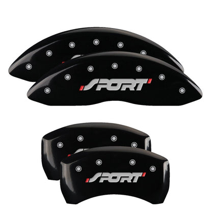 MGP 4 Caliper Covers Engraved Front & Rear SPORT Black finish silver ch 10229SSPOBK 10229SSPOBK Photo - Primary