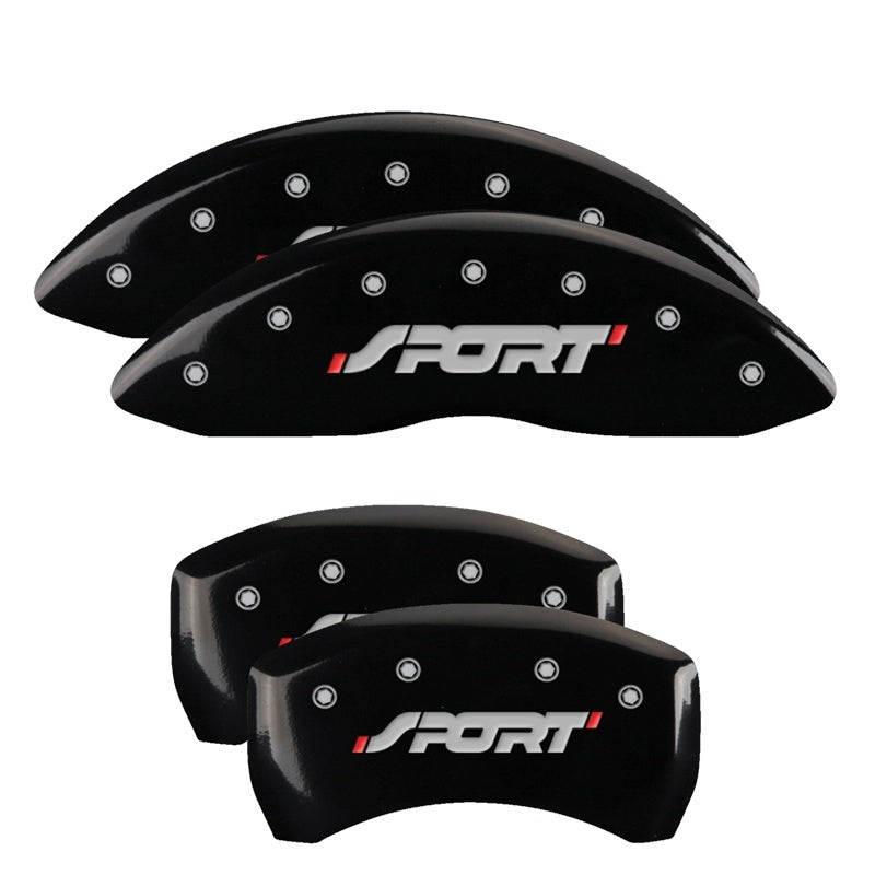 MGP 4 Caliper Covers Engraved Front & Rear SPORT Black finish silver ch 10229SSPOBK 10229SSPOBK Photo - Primary