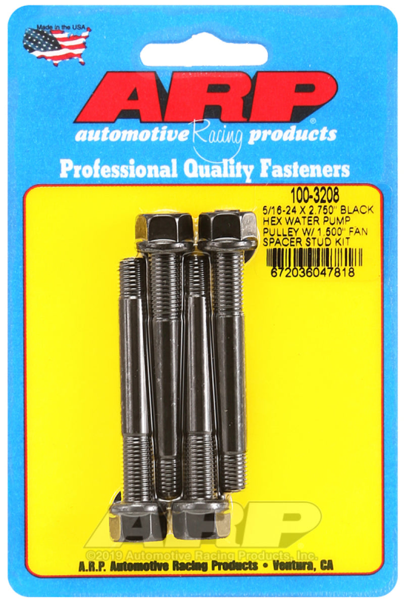 ARP 5/16-24 X 2.750 Black Hex Water Pump Pulley W/ 1.500" Fan Spacer Stud 100-3208 User 1