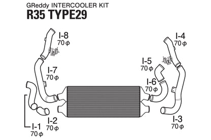 GReddy INTERCOOLER KIT T-29F FOR GREDDY INTAKE MANI. W/ FV2 - R35 - () 12020221