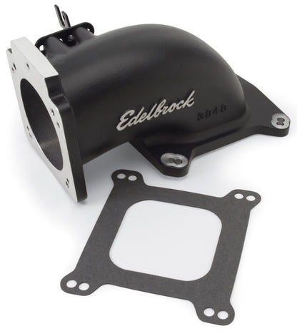 Edelbrock Low Profile Intake Elbow 90mm Throttle Body to Square-Bore Flange Black Finish 38483 38483 Photo - Primary
