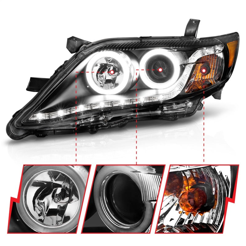 Anzo 2010-2011 Toyota Camry Projector Headlights w/ Halo Black (CCFL) 121442 Photo - Unmounted
