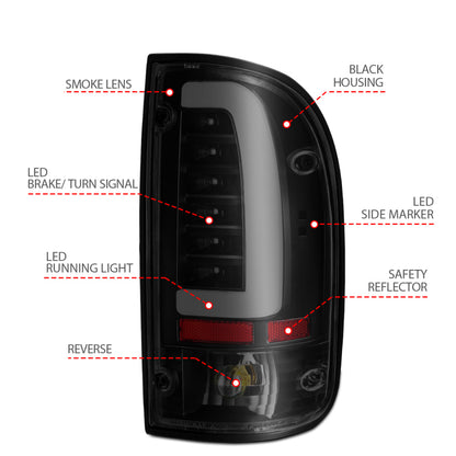 ANZO 1995-2000 Toyota Tacoma LED Taillights Black Housing Smoke Lens (Pair) 311354 311354 User 3