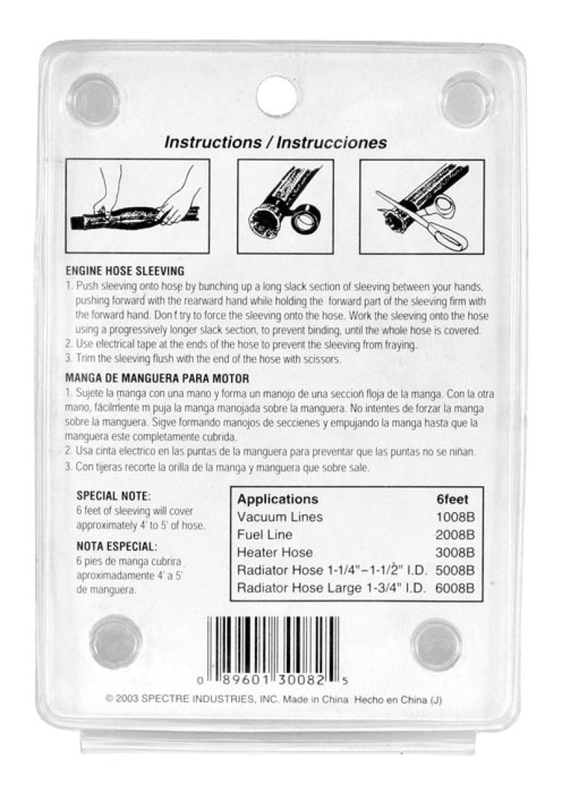 Spectre MagnaBraid 304SS Braided Heater Hose Sleeve - 6ft. (Will Cover 4ft. Of Hose) 3008B 3008B Photo - in package