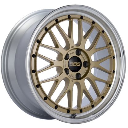 BBS LM 19x8.5 5x112 ET48 Gold Center Diamond Cut Lip Wheel -82mm PFS/Clip Required LM249GPK LM249GPK Photo - Primary