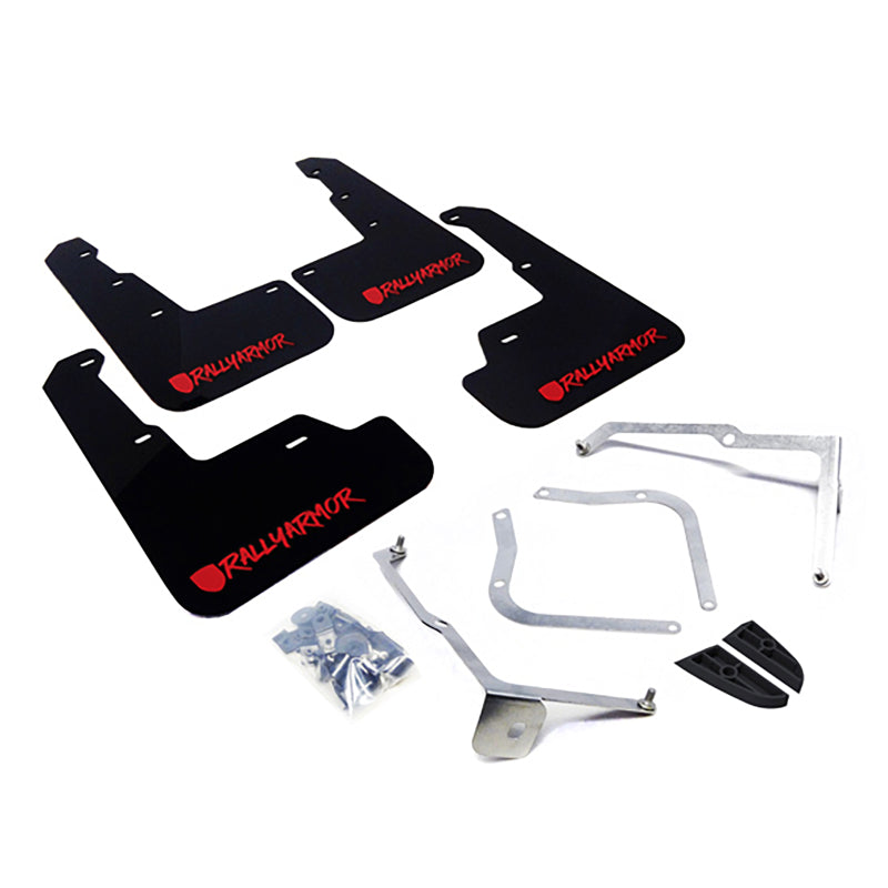 Rally Armor 15+ Subaru WRX & STi Sedan Only UR Black Mud Flap w/ Red Logo and Altered Font MF32-UR-BLK/RD-X MF32-UR-BLK/RD-X Photo - Primary