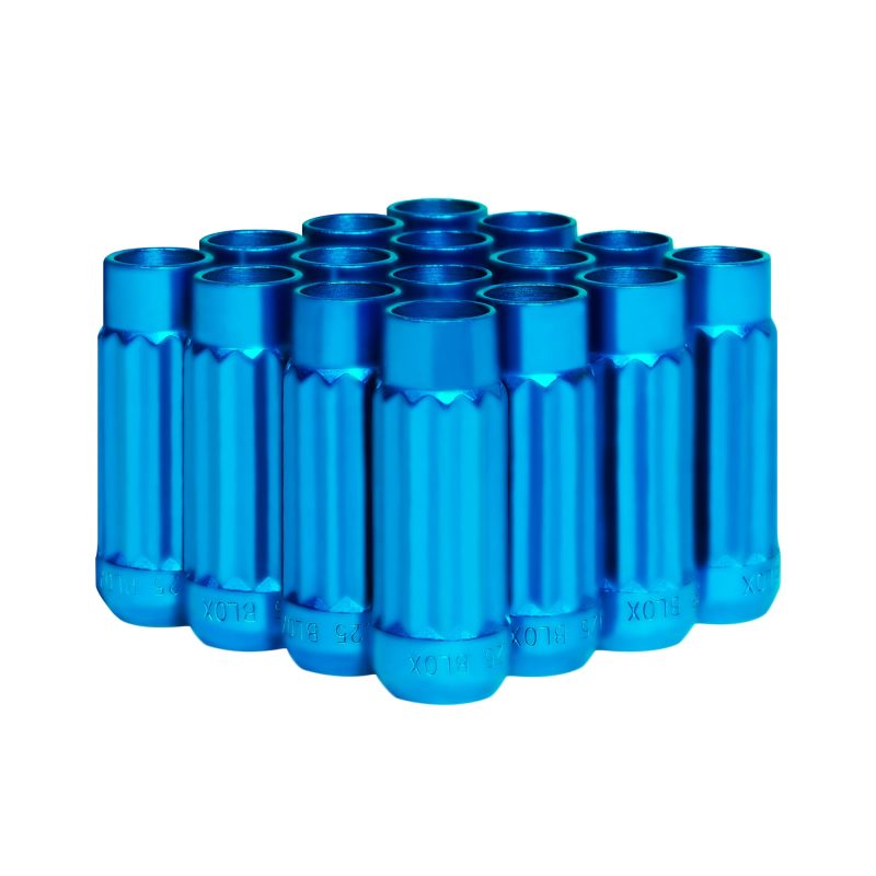 BLOX Racing 12-Sided P17 Tuner Lug Nuts 12x1.5 - Blue Steel - Set of 16 BXAC-00141-BL