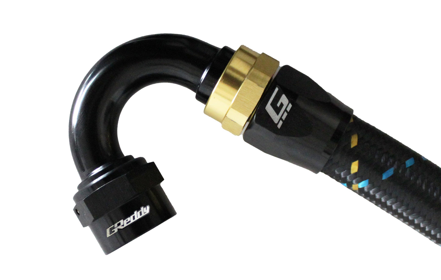 GReddy 150 DEG. AN HOSE END(s) - BLACK/GOLD - (12800415 12800615 12800815 12801015 12801215 ) 12801615