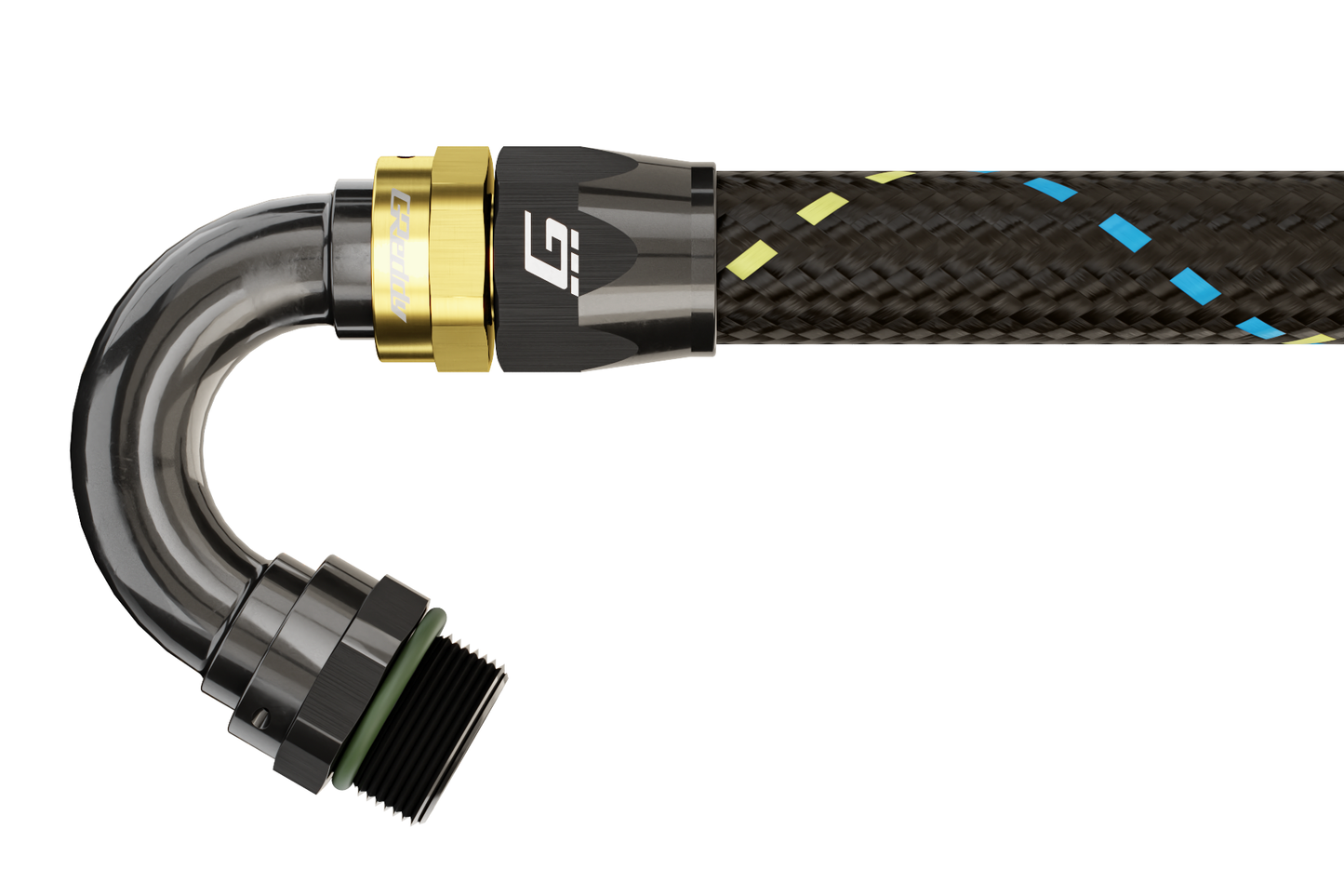 GReddy ORB MALE 150 DEG. AN HOSE END(s) - BLACK/GOLD - (12810615 12810815 12811015 ) 12811215