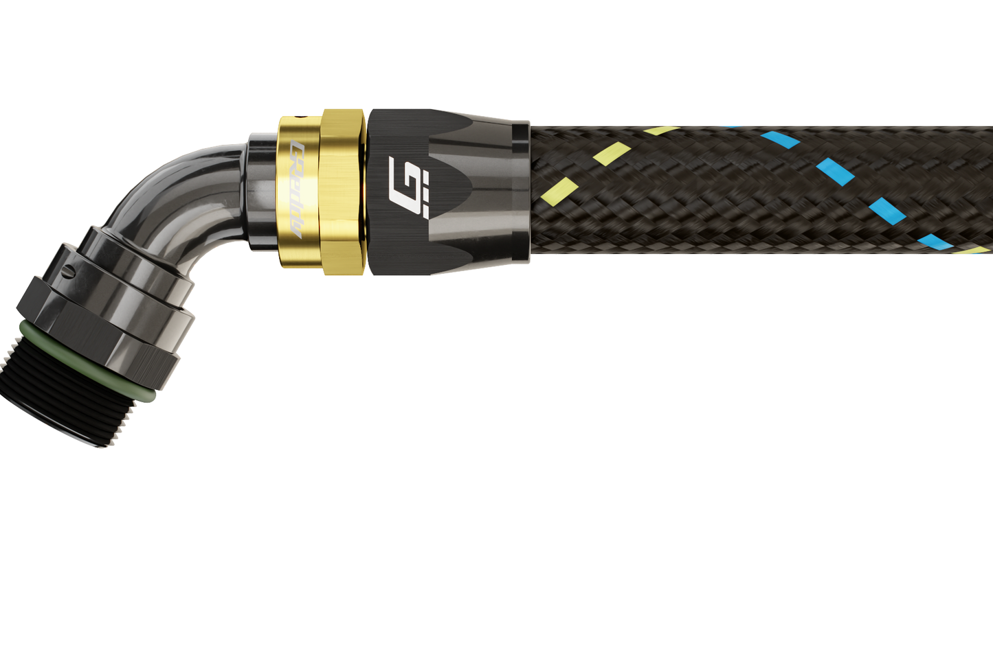 GReddy 12 ORB male Swivel Hose End(s) - Black / Gold anodized