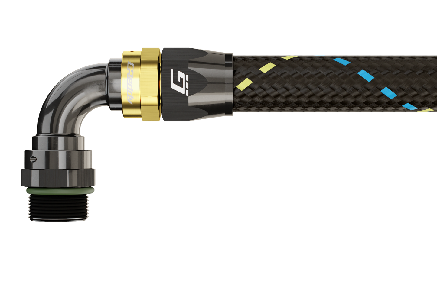 GReddy ORB MALE 90 DEG. AN HOSE END(s) - BLACK/GOLD - (12810690 12810890 12811090 ) 12811290