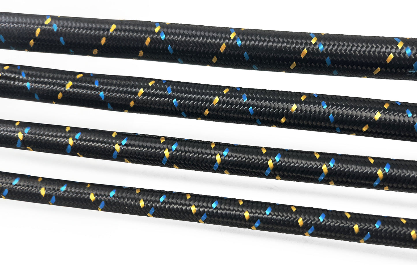 GReddy 16 Nylon Braided Hose (per/ft) - Black / Gold / Blue