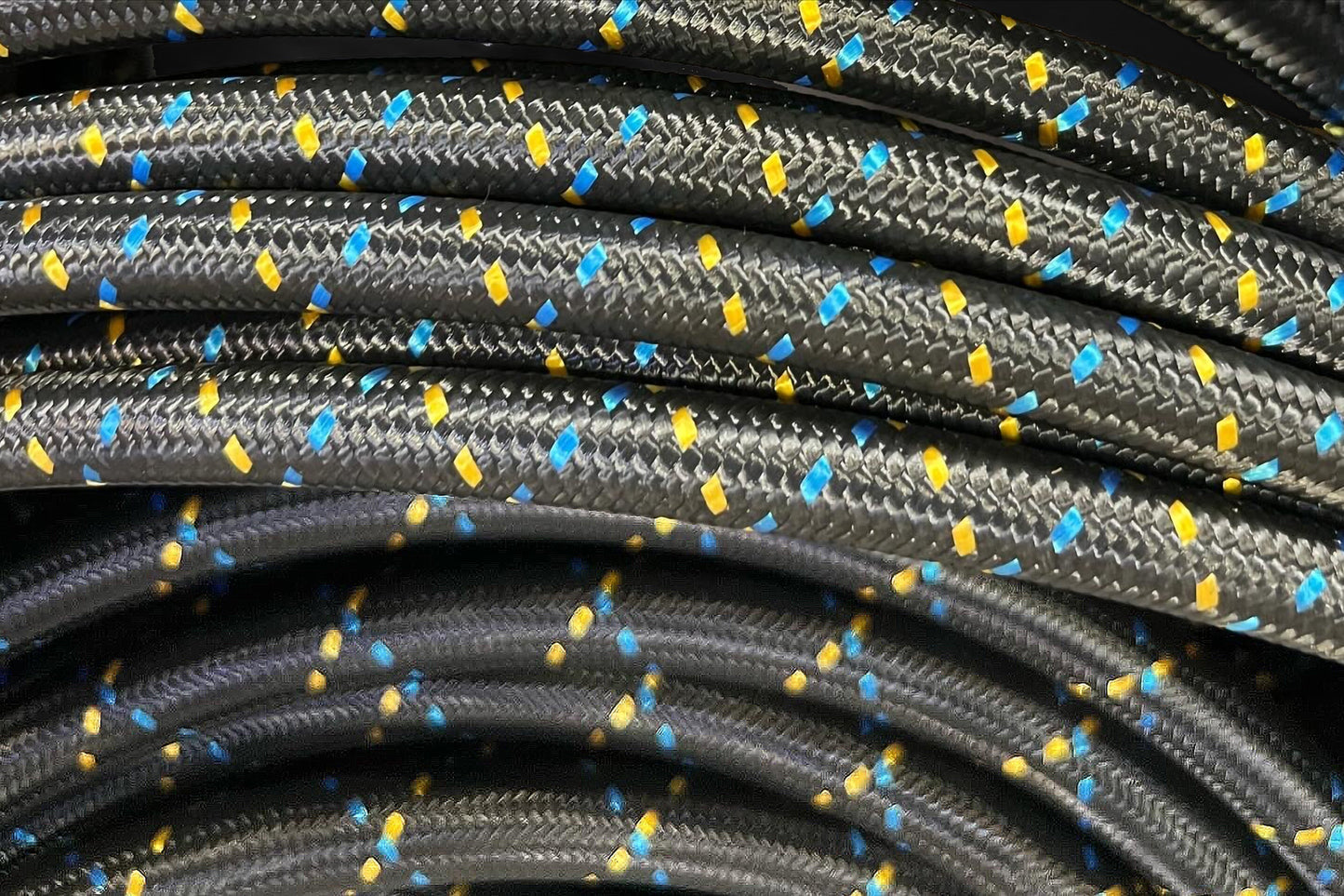 GReddy 16 Nylon Braided Hose (per/ft) - Black / Gold / Blue