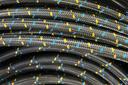 GReddy 16 Nylon Braided Hose (per/ft) - Black / Gold / Blue