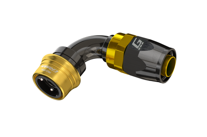 CATALOG GREDDY PRO/SPEC 90 DEG. QUICK-RELEASE HOSE END(s) - BLACK/GOLD - (12860490 12860690 12860890 12861090 12861290 12861690 12862090)