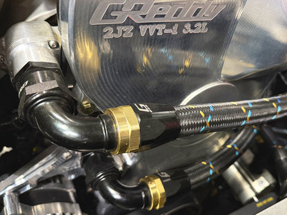 GReddy 16 Nylon Braided Hose (per/ft) - Black / Gold / Blue