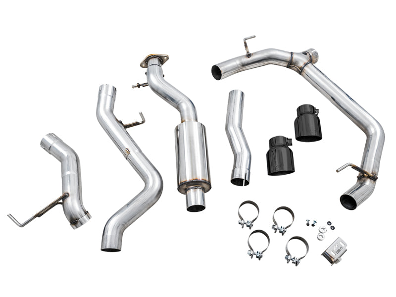 AWE Tuning 2021+ Ford Bronco 0FG Dual Rear Exit Exhaust w/Diamond Black Tips & Bash Guard 3015-33456 3015-33456 Photo - out of package