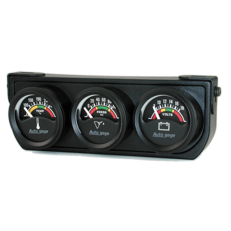 Autometer Gauge Console, Oilp/Wtmp/Volt, 1.5", 100 Psi/280 °F/18V, Elec Blk Dial 2391 Photo - Primary