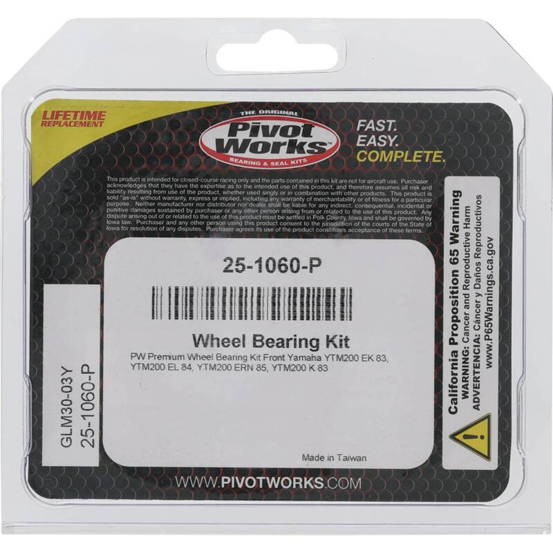Pivot Works Yamaha Wheel Bearing Kit Premium Bearings 25-1060-P 25-1060-P Photo - Primary