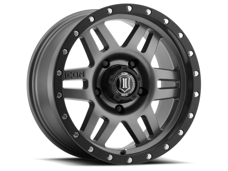 ICON Six Speed 17x8.5 5x5 -6mm Offset 4.5in BS 94mm Bore Gun Metal Wheel 1417857345GM 1417857345GM Photo - Primary