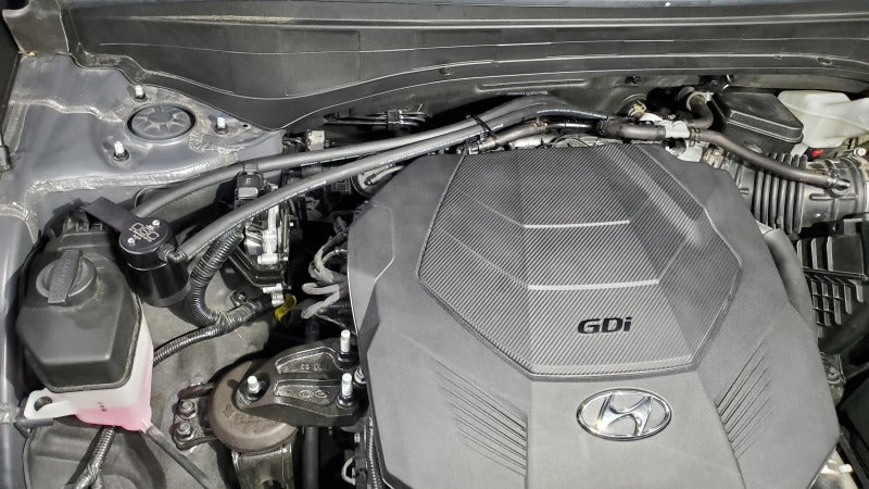 J&L 20-22 Hyundai Palisade / Kia Telluride 3.8L Oil Separator 3.0 Passenger Side - Black Anodized 3114P-B 3114P-B Photo - Close Up