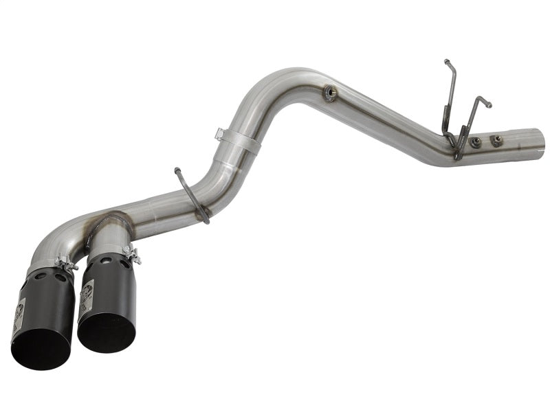 aFe Rebel XD Series 4in 409 Stainless Steel DPF-Back Exhaust w/Dual Black 49-44089-B Photo - Unmounted