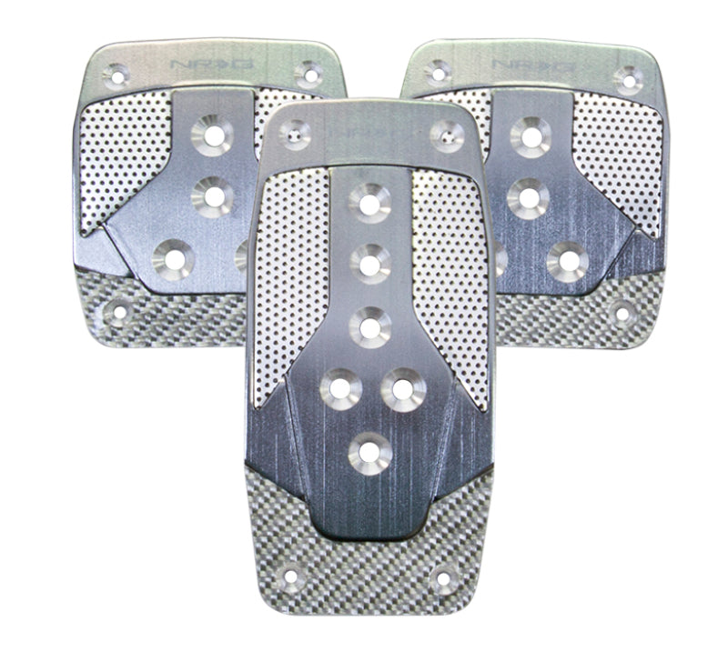 NRG Aluminum Sport Pedals Manual Trans Style Gun Metal w/ Silver Carbon PDL-400GM Photo - Primary