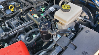 J&L 21-21.5 Ford Bronco 2.3L Ecoboost Passenger Side 3.0 Oil Separator - Black Anodized 3078D-B 3078D-B Photo - Mounted