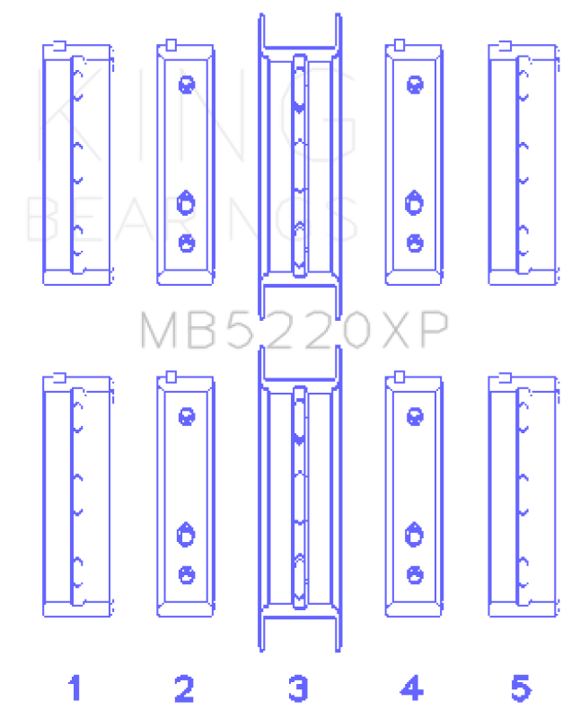 King Engine Bearings King Subaru WRX/STi EJ20 EJ22 EJ25 Flange #3 Position (Size STD) Performance Main Bearing Set MB5220XP MB5220XP Photo - Primary