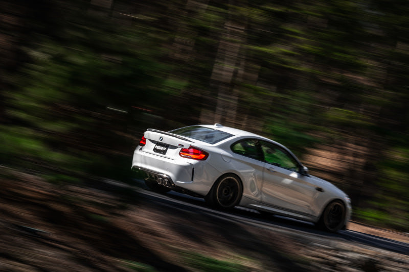 MBRP 18-22 BMW M2 Competition 3.0L T304 SS 3in Resonator-Back Exhaust Quad Rear w/ Carbon Fiber Tips S45023CF S45023CF Photo - lifestyle view