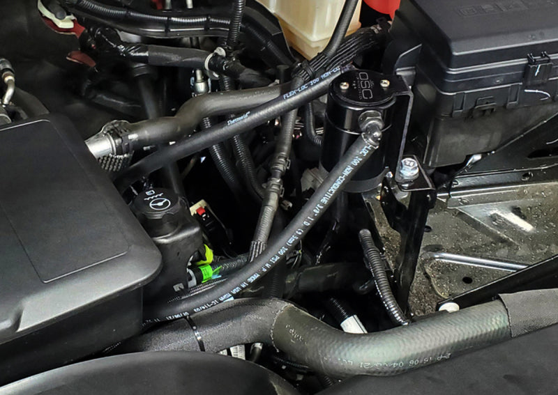J&L 20-23 Chevy Silverado/GMC Sierra 2500/3500 6.6L Drivers Side Oil Separator 3.0 - Black Anodi 3089D-B 3089D-B Photo - Mounted