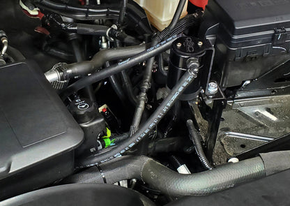 J&L 20-23 Chevy Silverado/GMC Sierra 2500/3500 6.6L Drivers Side Oil Separator 3.0 - Black Anodi 3089D-B 3089D-B Photo - Mounted