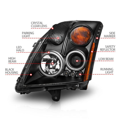Anzo 2007-2012 Nissan Sentra Projector Headlights Black 121276 Photo - Unmounted