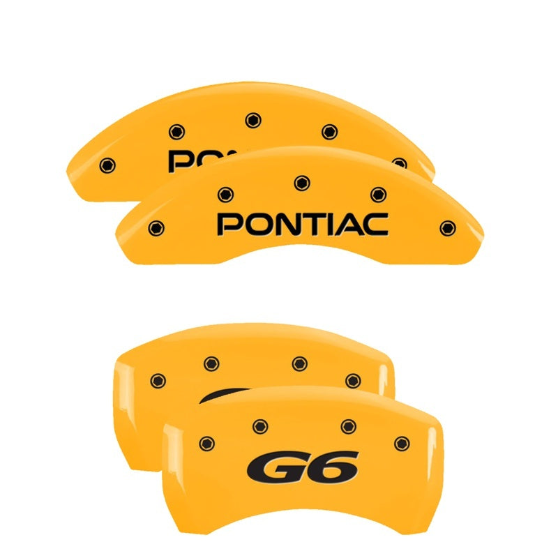 MGP 4 Caliper Covers Engraved Front Pontiac Rear G6 Yellow Finish Black Char 2007 Pontiac G5 18025SPG6YL 18025SPG6YL Photo - Primary