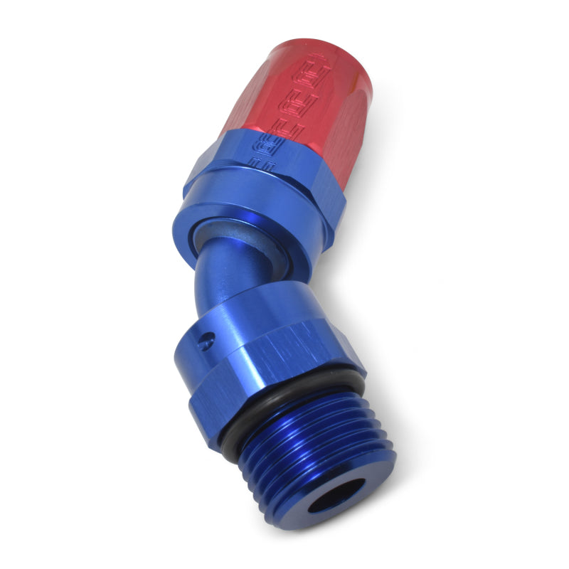 Russell Performance -10 AN Red/Blue 45 Degree Swivel Dry Sump Hose End (-8 Port 3/4in-16 Thread) 612240 612240 Photo - out of package
