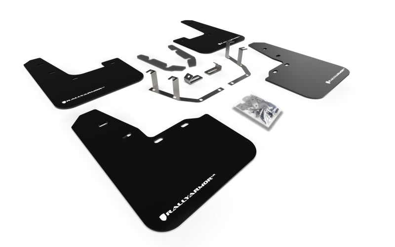 Rally Armor 18-22 Ford Fiesta ST MK8 Black UR Mud Flap w/ White Logo MF60-UR-BLK/WH MF60-UR-BLK/WH Photo - Primary
