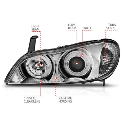Anzo 2000-2004 Infiniti I30 Projector Headlights w/ Halo Chrome 121078 Photo - Unmounted