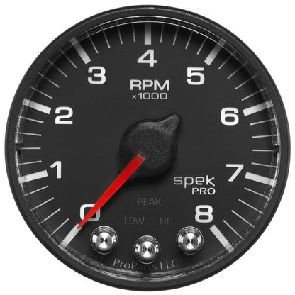 Autometer Tach 2" 8k RPM w Shift Light & Pk Mem Blk/Blk Spek P334328 User 2