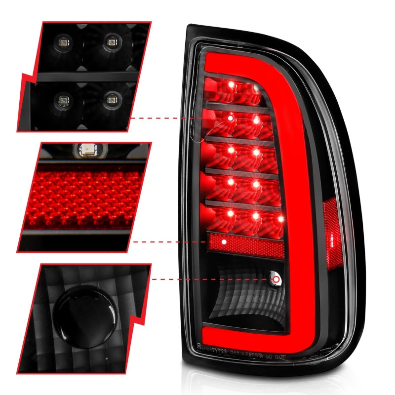 ANZO 00-06 Toyota Tundra LED Taillights w/ Light Bar Black Housing Clear Lens 311411 311411 Photo - Unmounted