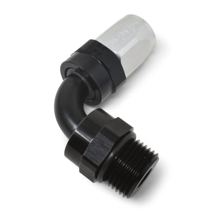 Russell Hose End #8 Hose To #8 Radius Inlet Port 90 Deg Black/Silver 612473 Photo - out of package