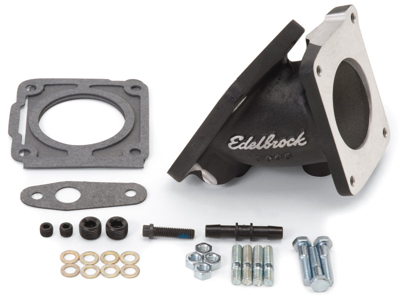Edelbrock EFI Throttle Body Adaptor (Elbow) Ford Mustang 94-95 w/ Black Mini Texture Powder Coat 38353 38353 Photo - Primary