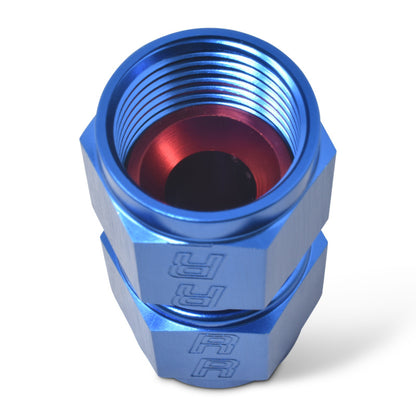 Russell -6 AN Straight Swivel Coupler (Red/Blue Finish) 640000 Photo - out of package
