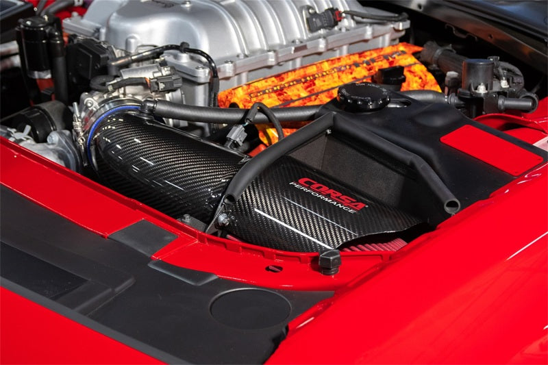 CORSA Performance Corsa 19-21 Dodge Challenger SRT/Hellcat/Redeye/Demon Carbon Fiber Air Intake w/ MaxFlow 5 Oil Filt. 44004 44004 Photo - Mounted