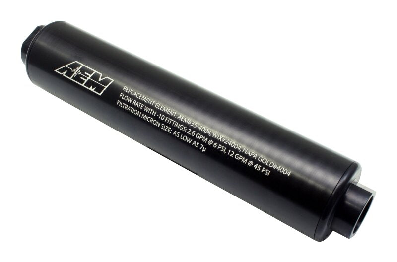 AEM Electronics Black Universal High Flow -10 AN Inline Fuel Filter 25-201BK Photo - Primary