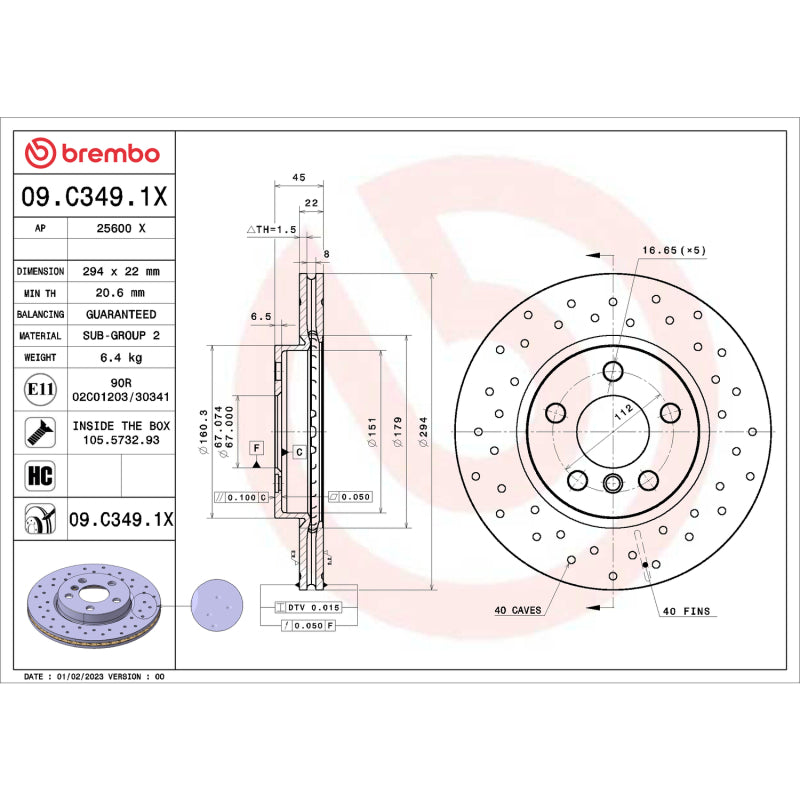 Brembo OE BRE Drilled UV Coated Rotors Brakes, Rotors & Pads Brake Rotors - Drilled main image