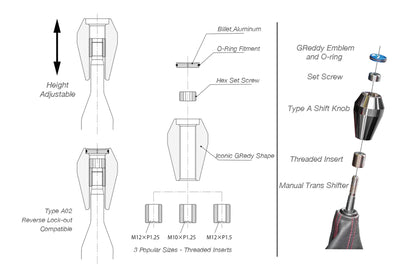 GReddy SHIFT KNOB A02-LOW TYPE LOCKOUT - () 14500572
