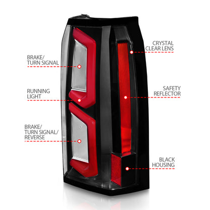 ANZO 2015-2020 Chevrolet Tahoe LED Tail Lights w/ Light Bar Black Housing Clear Lens 311374 311374 User 3