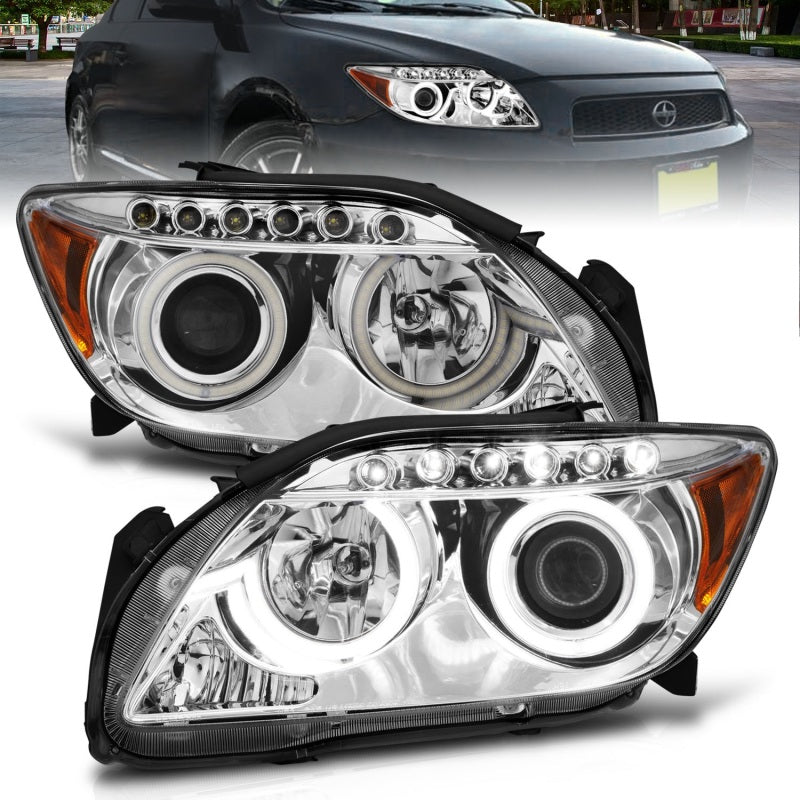 Anzo 2005-2010 Scion Tc Projector Headlights w/ Halo Chrome (CCFL) 121120 Photo - Primary